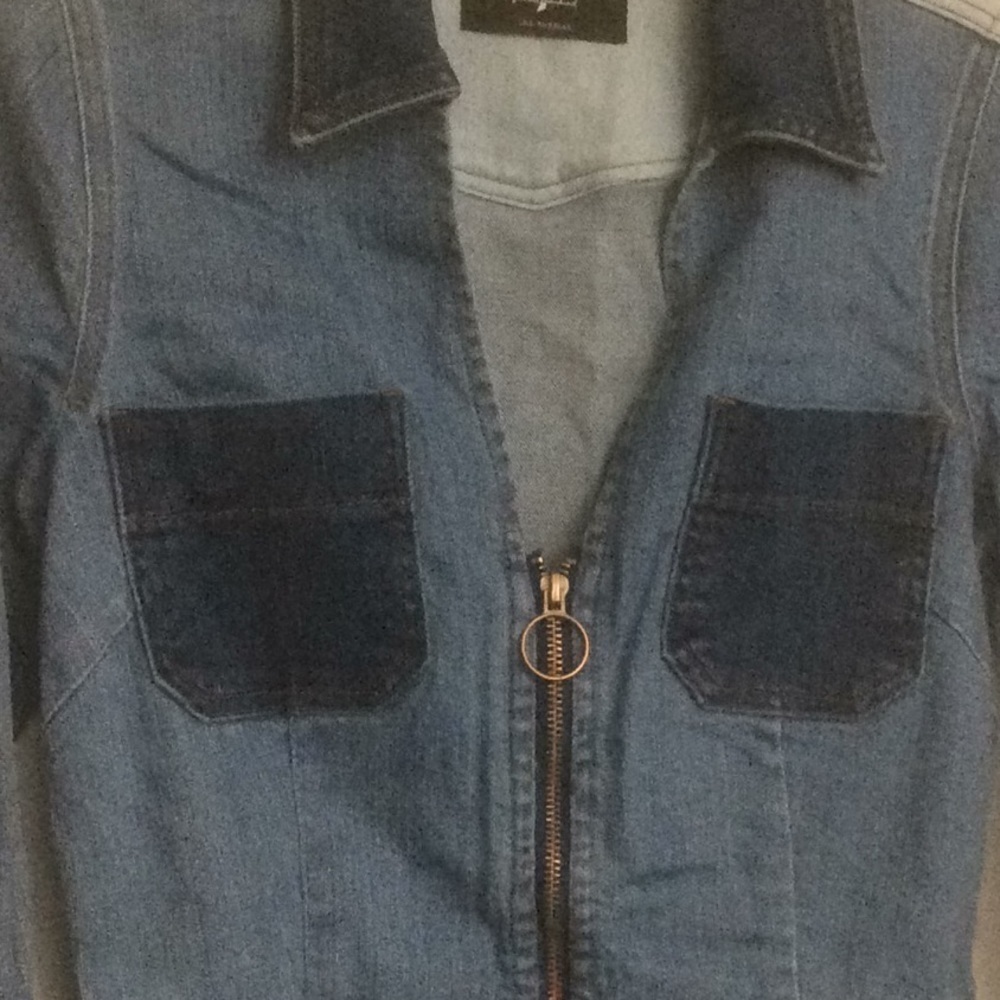 7FAM Patchwork Denim Dress Size Medium Blues - Picture 3 of 9